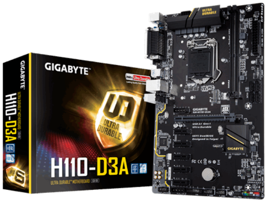 Imagem de MOTHERBOARD PARA INTEL - CHIPSET H110 LGA1151 DDR4 - GA-H110-D3A