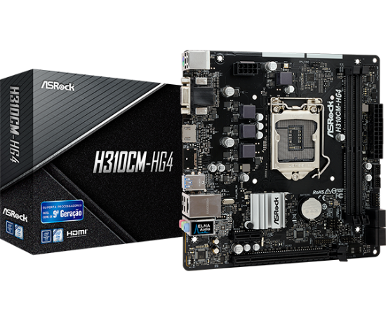 Imagem de MOTHERBOARD ASROCK MOTHERBORAD ASROCK H310CM-HG4 INTEL LGA 1151 mATX DDR4