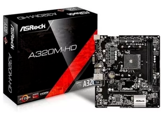 Imagem de A320M-HD AM4 DDR4 - MOTHERBOARD ASROCK A320M -HD, AMD AM4, mATX, DDR4