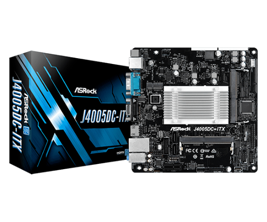 Imagem de PLACA-MAE ASROCK J4005DC-ITX DDR4  COM  CPU GEMINI LAKE J4005 , USO DE FONTE EXTERNA