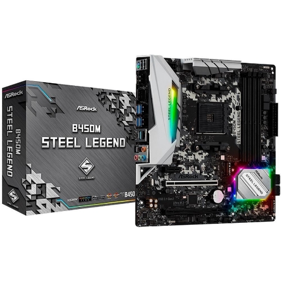 Imagem de MOTHERBOARD ASROCK B450M STEEL LEGEND  CHIPSET B450, AMD AM4, MATX, DDR4