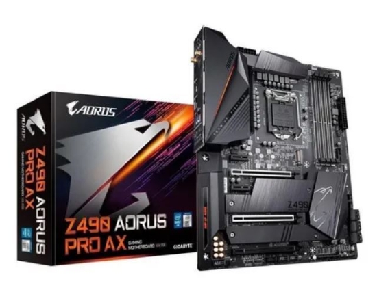 Imagem de MOTHERBOARD GIGABYTE AORUS Z490 PRO AX, CHIPSET INTEL Z490 EXPRESS, LGA 1200, ATX, DDR4 - 10º GERACAO