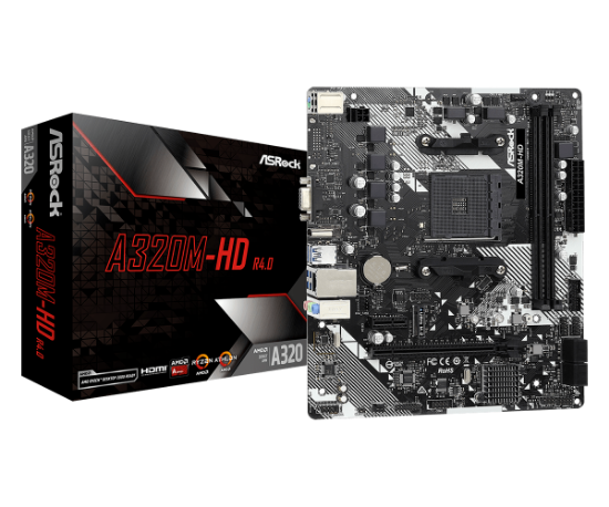 Imagem de MOTHERBOARD ASROCK A320M-HD R4.0, CHIPSET A320, AMD AM4, MATX, DDR4