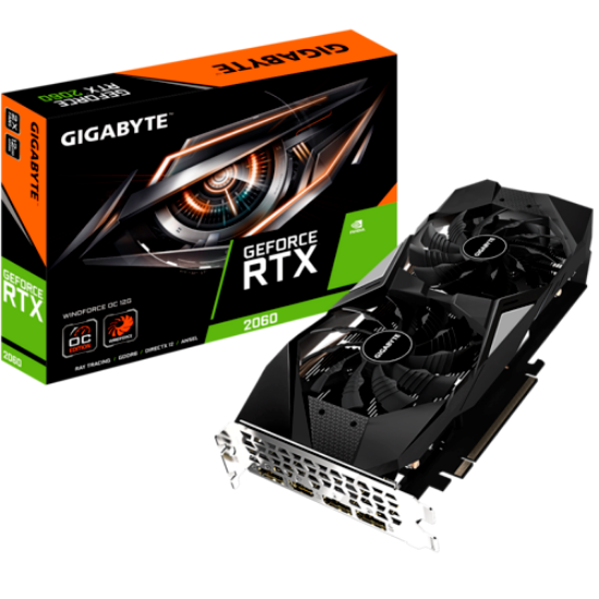 Imagem de PLACA DE VIDEO GIGABYTE GEFORCE RTX 2060 WINDFORCE OC 12G 192-BIT, GV-N2060WF2OC-12GD G10