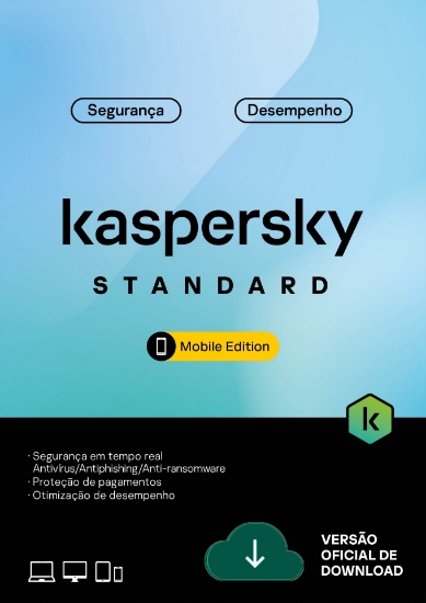 Imagem de KASPERSKY ANTIVIRUS STANDARD MOBILE BR. 3 DISPOSITIVOS; 1 ANO ESD