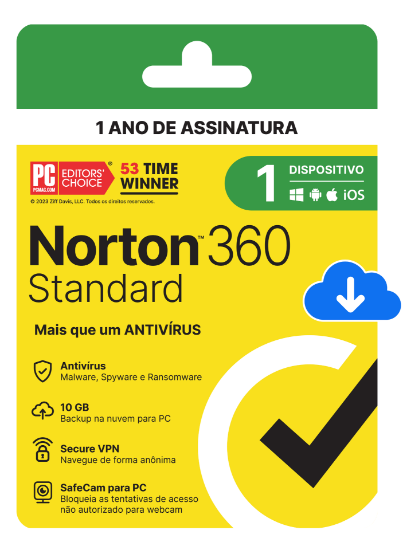 Imagem de NORTON 360 STANDARD 10GB - 1 USUARIO; 1 DISPOSITIVO - 12 MESES ESD