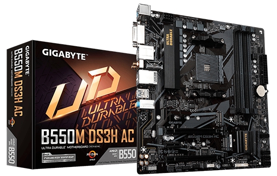 Imagem de PLACA MAE GIGABYTE B550M DS3H AC (REV. 1.4) CHIPSET AMD B550, AM4, MICRO ATX DDR4 - B550M DS3H AC 1.4