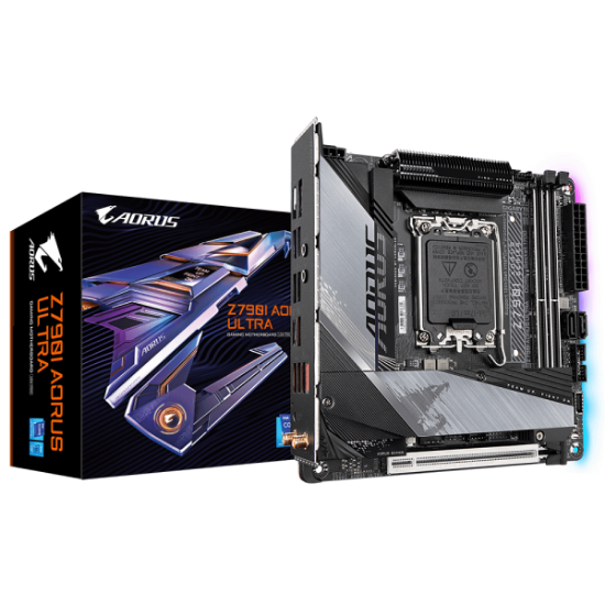 Imagem de PLACA MAE GIGABYTE Z790I AORUS ULTRA (REV. 1.0), INTEL LGA 1700, MINI-ITX, DDR5, LED RGB, WI-FI 6E, BLUETOOTH 12º E 13º GERACAO