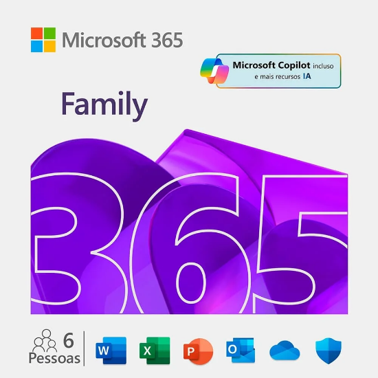 Imagem de Microsoft 365 Family - Assinatura Anual para 6 Usuários com Aplicativos Premium