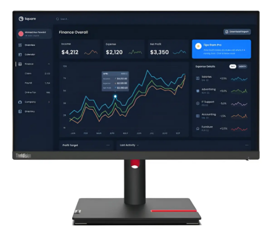 Imagem de Monitor Lenovo T22i-30 21,5" IPS Full HD 1920x1080 com VGA, HDMI e DisplayPort - 3 Anos Onsite